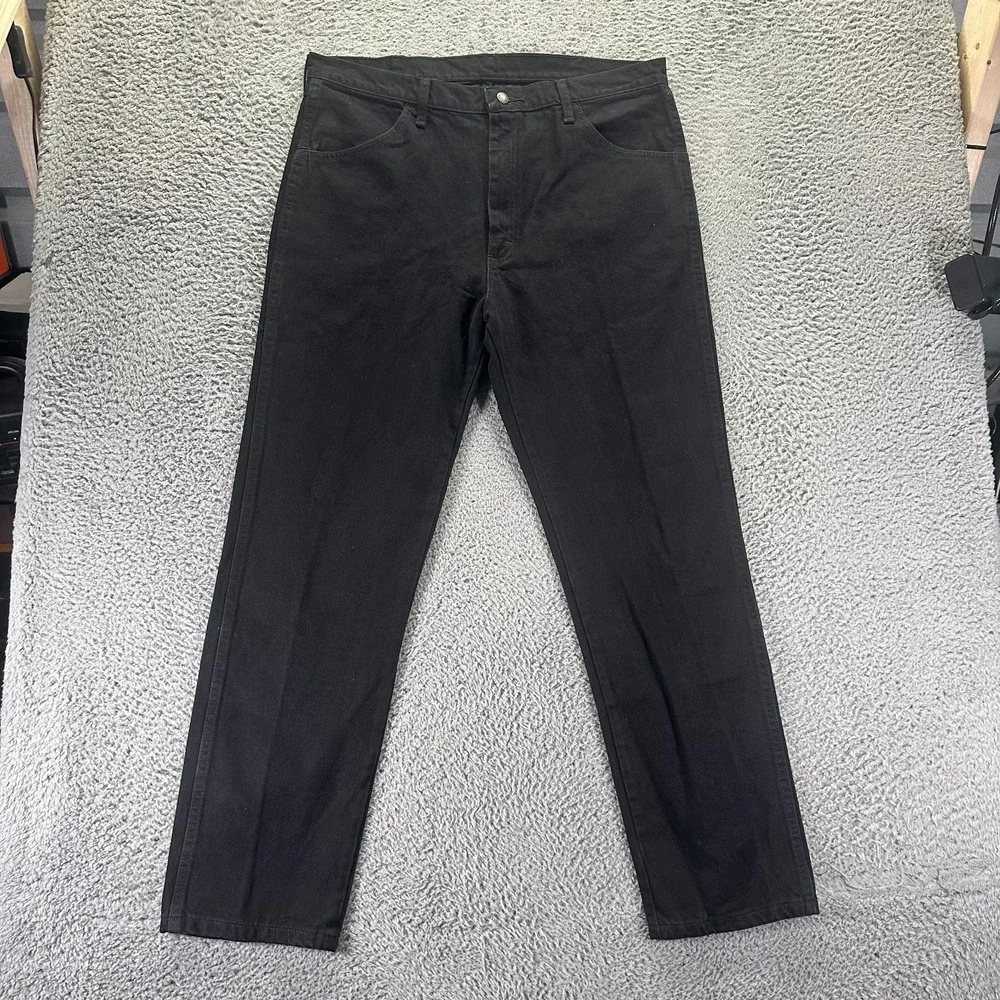 Wrangler Rustler Jeans Men's 38x32 Black Cotton Denim Straight Leg Workwear